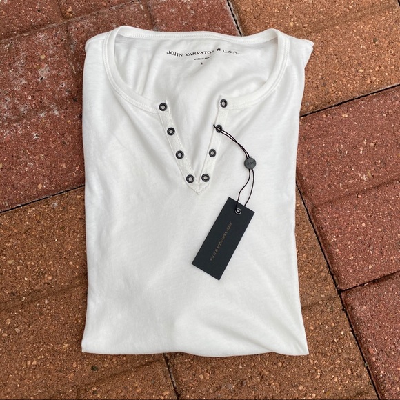 John Varvatos Eyelet Henley S/S T Shirt NWT - Picture 7 of 8